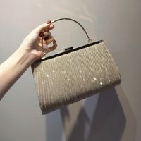 Pu Leather Polyester Solid Color Sequins Square Clutch Evening Bag main image 5