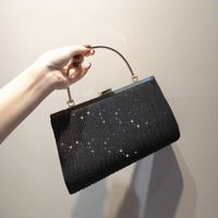 Pu Leather Polyester Solid Color Sequins Square Clutch Evening Bag main image 2