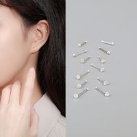 1 Pair Fashion Heart Shape Sterling Silver Inlay Gem Ear Studs sku image 1