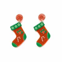 Cartoon Style Christmas Tree Christmas Socks Arylic Printing Women's Earrings 1 Pair main image 5