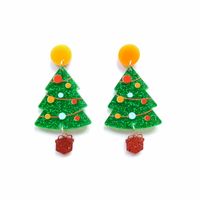 Cartoon Style Christmas Tree Christmas Socks Arylic Printing Women's Earrings 1 Pair sku image 1