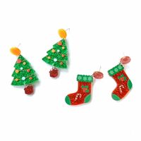 Cartoon Style Christmas Tree Christmas Socks Arylic Printing Women's Earrings 1 Pair main image 6