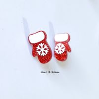 Cartoon Style Christmas Hat Christmas Socks Wood Women's Ear Studs 1 Pair sku image 1