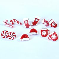 Cartoon Style Christmas Hat Christmas Socks Wood Women's Ear Studs 1 Pair main image 1