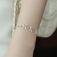 Fashion Butterfly Alloy Plating Inlay Artificial Diamond Opal Women's Bracelets 1 Piece main image 5