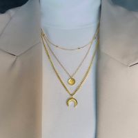 Mode Mond Titan Stahl Beschichtung Schicht Halsketten 1 Stück main image 3