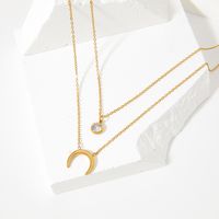 Fashion Geometric Moon Stainless Steel Inlay Zircon Necklace main image 4