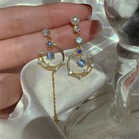 Fashion Asymmetrical Alloy Plating Inlay Artificial Gemstones Women's Drop Earrings 1 Pair main image 1