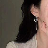 Fashion Asymmetrical Alloy Plating Inlay Artificial Gemstones Women's Drop Earrings 1 Pair main image 4