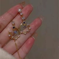 Fashion Asymmetrical Alloy Plating Inlay Artificial Gemstones Women's Drop Earrings 1 Pair sku image 1