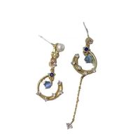 Fashion Asymmetrical Alloy Plating Inlay Artificial Gemstones Women's Drop Earrings 1 Pair main image 2