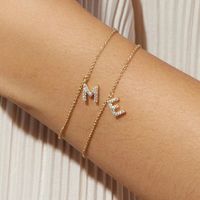 Simple Style Letter Copper Plating Inlay Artificial Gemstones Bracelets 1 Piece sku image 42