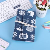 Cute Cartoon Lucky Cat Diary Book Cloth Cover Printed Lace Up Notebook Wholesale main image 5