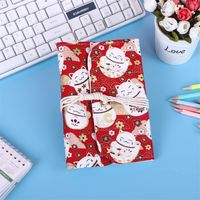 Cute Cartoon Lucky Cat Diary Book Cloth Cover Printed Lace Up Notebook Wholesale sku image 1