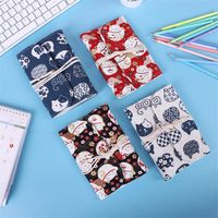 Cute Cartoon Lucky Cat Diary Book Cloth Cover Printed Lace Up Notebook Wholesale main image 2