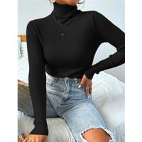 Women's Sweater Long Sleeve Sweaters & Cardigans Knitted Simple Style Solid Color main image 5