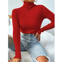 Women's Sweater Long Sleeve Sweaters & Cardigans Knitted Simple Style Solid Color main image 4