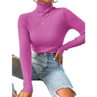 Women's Sweater Long Sleeve Sweaters & Cardigans Knitted Simple Style Solid Color main image 3