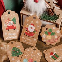 Christmas Fashion Christmas Tree Santa Claus Snowman Kraft Paper Party Hanging Ornaments 1 Set main image 4