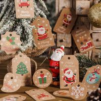 Christmas Fashion Christmas Tree Santa Claus Snowman Kraft Paper Party Hanging Ornaments 1 Set main image 1
