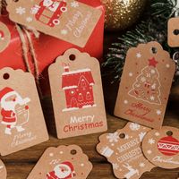 Christmas Fashion Christmas Tree Santa Claus Snowman Kraft Paper Party Hanging Ornaments 1 Set main image 3