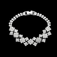 Fashion Shining Rhinestone Claw Chain Wedding Bride Necklace Earrings Suit Copper sku image 1