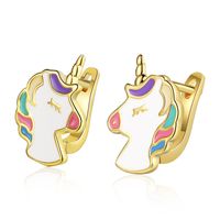Fashion Unicorn Copper Epoxy Ear Studs 1 Pair main image 5