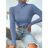 Women's Sweater Long Sleeve Sweaters & Cardigans Knitted Simple Style Solid Color main image 2