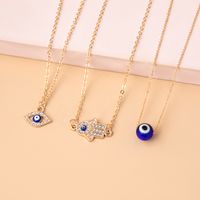 Fashion Devil's Eye Palm Alloy Plating Glass Women's Layered Necklaces 1 Set main image 4