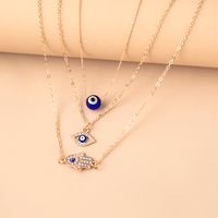 Fashion Devil's Eye Palm Alloy Plating Glass Women's Layered Necklaces 1 Set main image 3