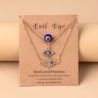 Fashion Devil's Eye Palm Alloy Plating Glass Women's Layered Necklaces 1 Set main image 6