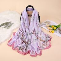 Fashion Flower Satin Printing Silk Scarves sku image 5