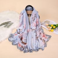 Fashion Flower Satin Printing Silk Scarves sku image 11