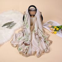 Fashion Flower Satin Printing Silk Scarves sku image 12