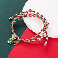 Fashion Christmas Tree Santa Claus Christmas Socks Alloy Enamel Braid Christmas Unisex Bracelets main image 3