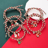 Fashion Christmas Tree Santa Claus Christmas Socks Alloy Enamel Braid Christmas Unisex Bracelets main image 1