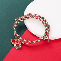 Fashion Christmas Tree Santa Claus Christmas Socks Alloy Enamel Braid Christmas Unisex Bracelets sku image 1