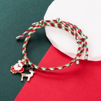 Fashion Christmas Tree Santa Claus Christmas Socks Alloy Enamel Braid Christmas Unisex Bracelets sku image 2