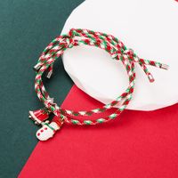 Fashion Christmas Tree Santa Claus Christmas Socks Alloy Enamel Braid Christmas Unisex Bracelets sku image 3