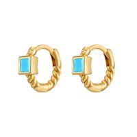 Fashion Square Copper Hoop Earrings Gold Plated Zircon Copper Earrings sku image 8
