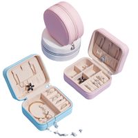 Fashion Solid Color Pu Jewelry Boxes main image 3