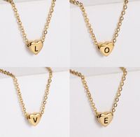 Sweet Letter Heart Shape Stainless Steel Gold Plated Pendant Necklace 1 Piece main image 1
