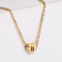 Sweet Letter Heart Shape Stainless Steel Gold Plated Pendant Necklace 1 Piece sku image 2