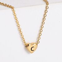 Sweet Letter Heart Shape Stainless Steel Gold Plated Pendant Necklace 1 Piece sku image 3