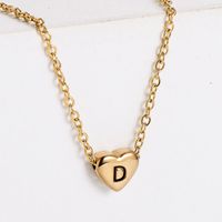 Sweet Letter Heart Shape Stainless Steel Gold Plated Pendant Necklace 1 Piece sku image 4