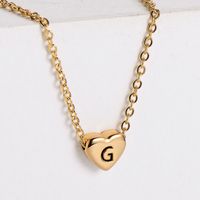 Sweet Letter Heart Shape Stainless Steel Gold Plated Pendant Necklace 1 Piece sku image 7