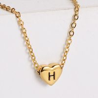 Sweet Letter Heart Shape Stainless Steel Gold Plated Pendant Necklace 1 Piece sku image 8
