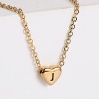 Sweet Letter Heart Shape Stainless Steel Gold Plated Pendant Necklace 1 Piece sku image 10