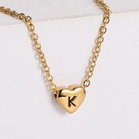 Sweet Letter Heart Shape Stainless Steel Gold Plated Pendant Necklace 1 Piece sku image 11