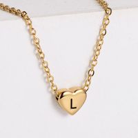 Sweet Letter Heart Shape Stainless Steel Gold Plated Pendant Necklace 1 Piece sku image 12